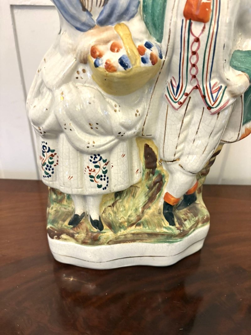 Antique Staffordshire Flatback of a Country Couple